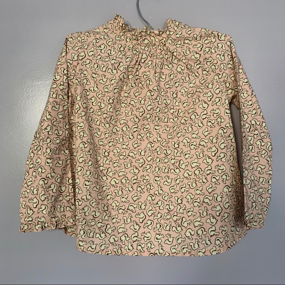 Bonpoint Pink Squirrel Ruffle Cotton Blouse Top